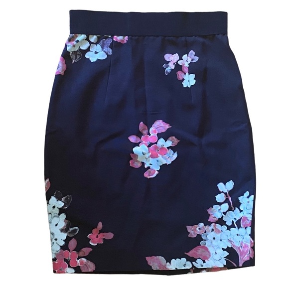 Milly Black Pink Floral Pencil Office Skirt - Picture 1 of 7